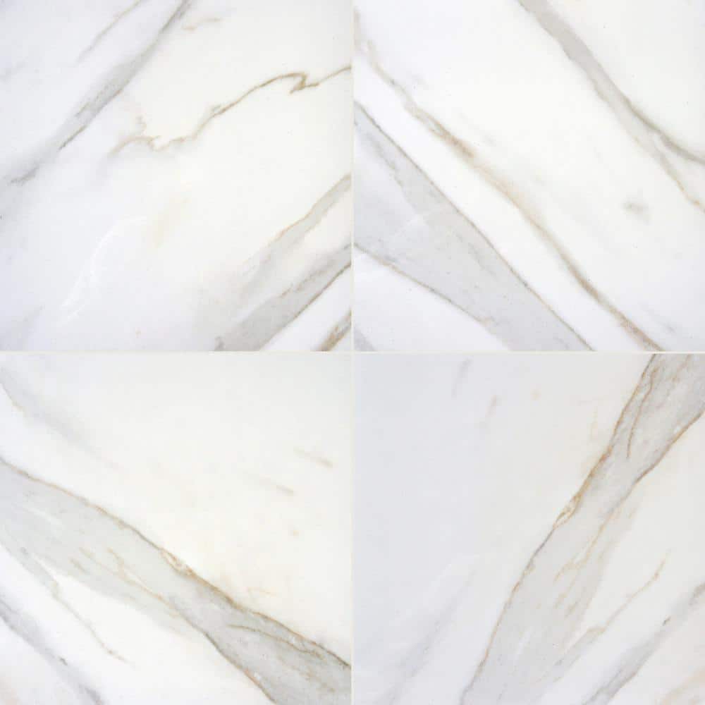 MSI Take Home Tile Sample - Calacatta Ivory 4 in. x 4 in. Polished Porcelain Floor and Wall Tile -  NCALIVORYP-SAM