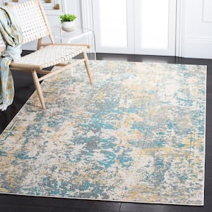 Madison Teal/Gold Doormat 2 ft. x 4 ft. Geometric Abstract Area Rug