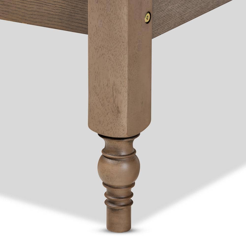 Weathered Grey Oak Queen Platform Bed with Turned Legs