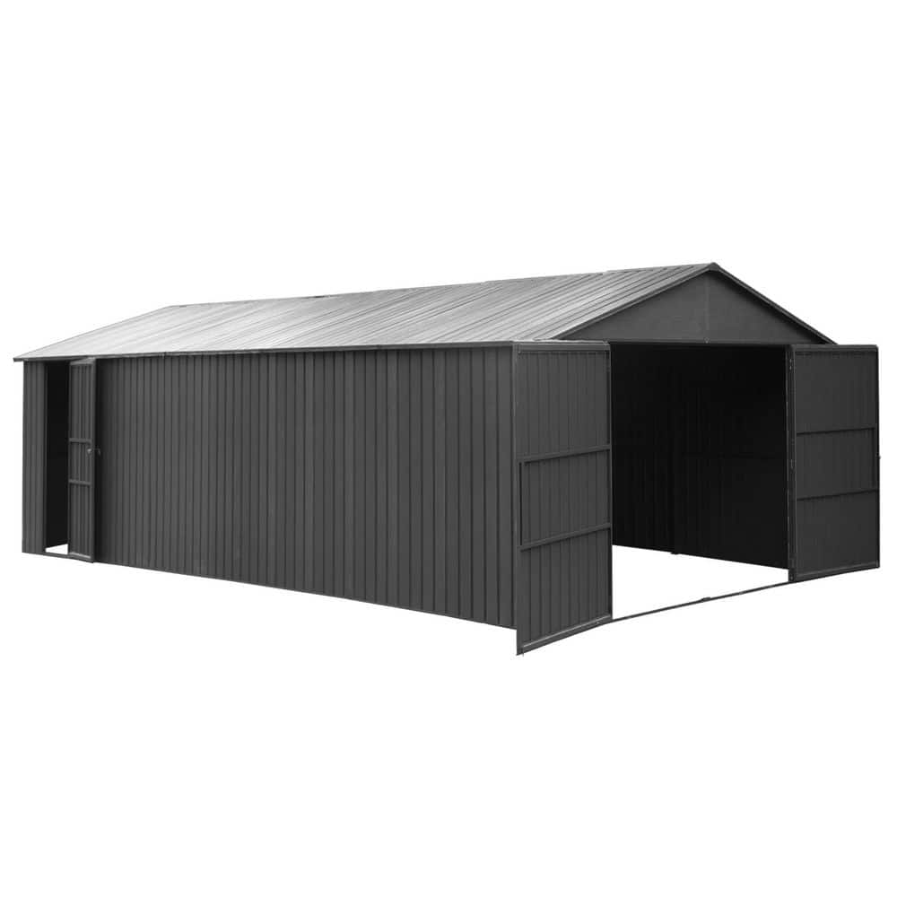 12 ft. W x 25 ft. D x 8.5 ft. H Dark Gray Roof Metal Carport with Lockable Double Hinged Doors price history on PriceWatchPro