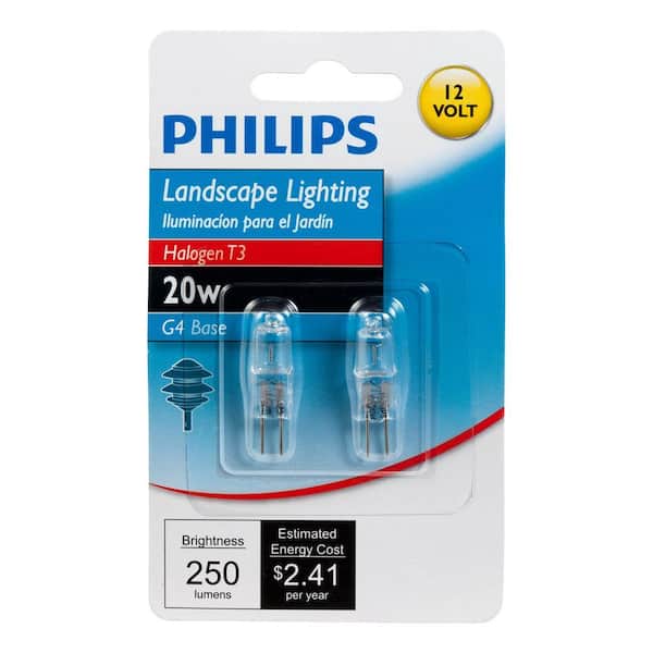 Philips 20-Watt T3 Halogen 12-Volt G4 Capsule Dimmable Light Bulb (2-Pack) 417204 - Home Depot