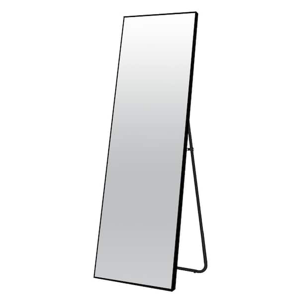Modern Rectangle Metal Framed Black, Free Standing Floor Mirror