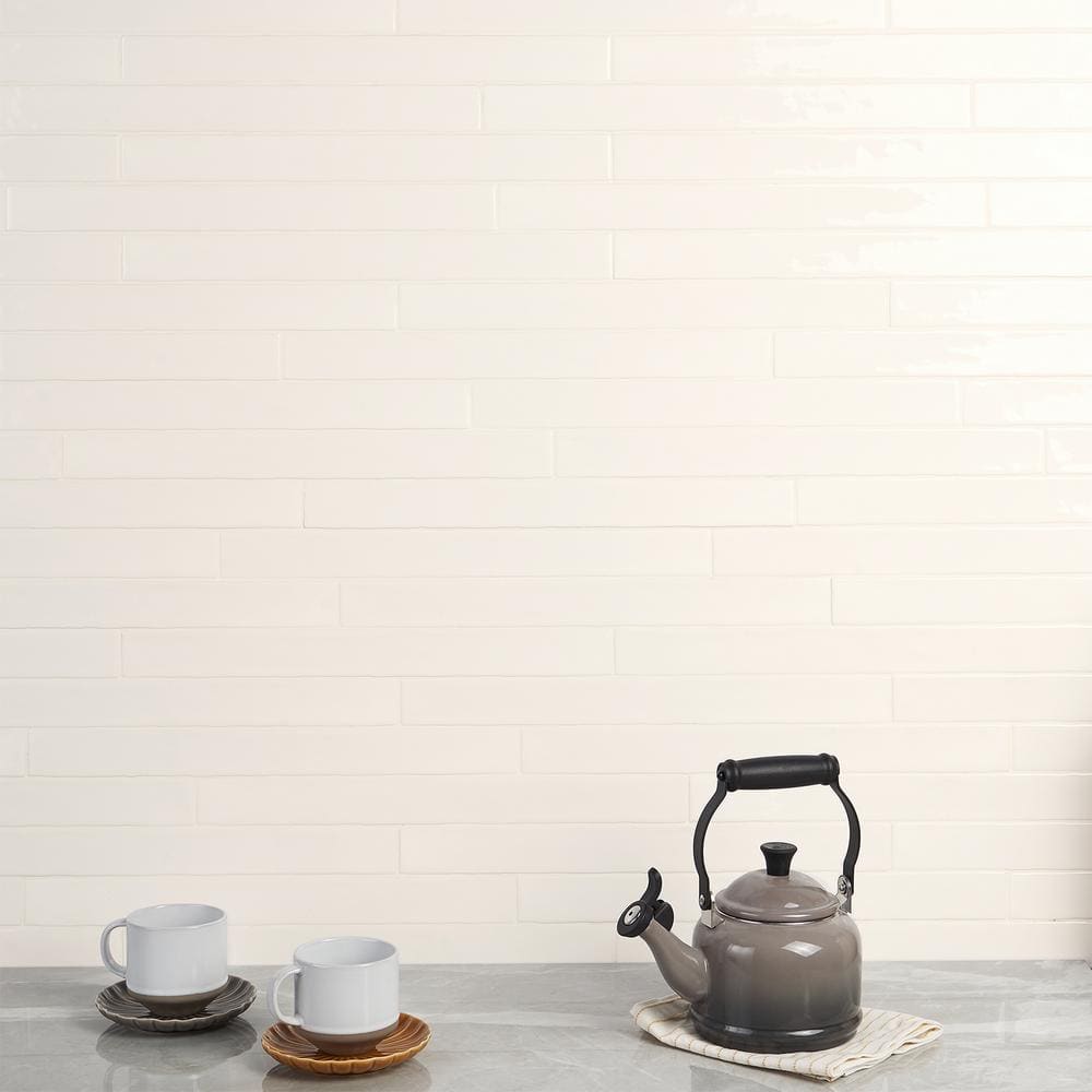 Nantucket 2" x 20" White Polished Ceramic Subway Wall Tile