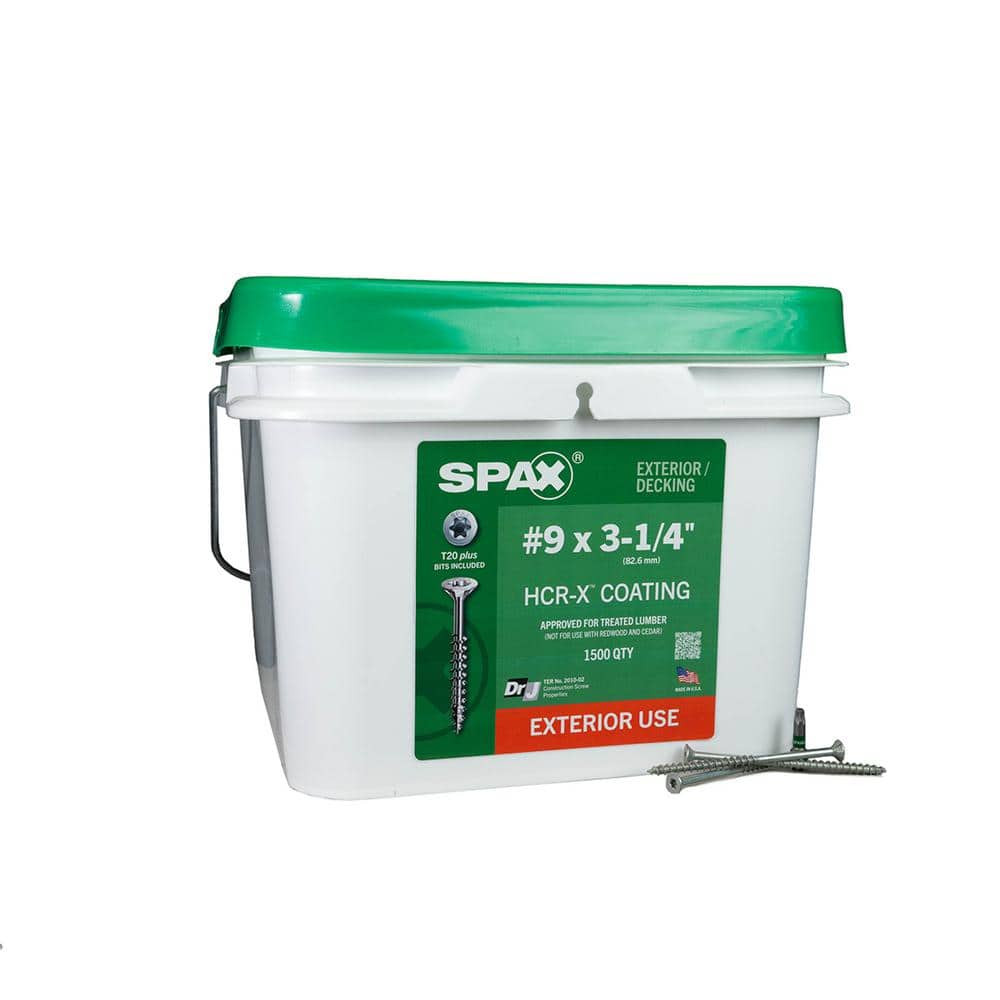 "#9 x 3-1/4 in. Exterior Flat Head Deck Wood Screws Construction Torx T-Star Plus (1500 Each) Bulk Pail Bit Included" price history on PriceWatchPro