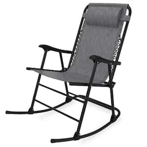 Gary Metal Outdoor Rocking Chair Folding Light-weight Portable Design, with Headrest