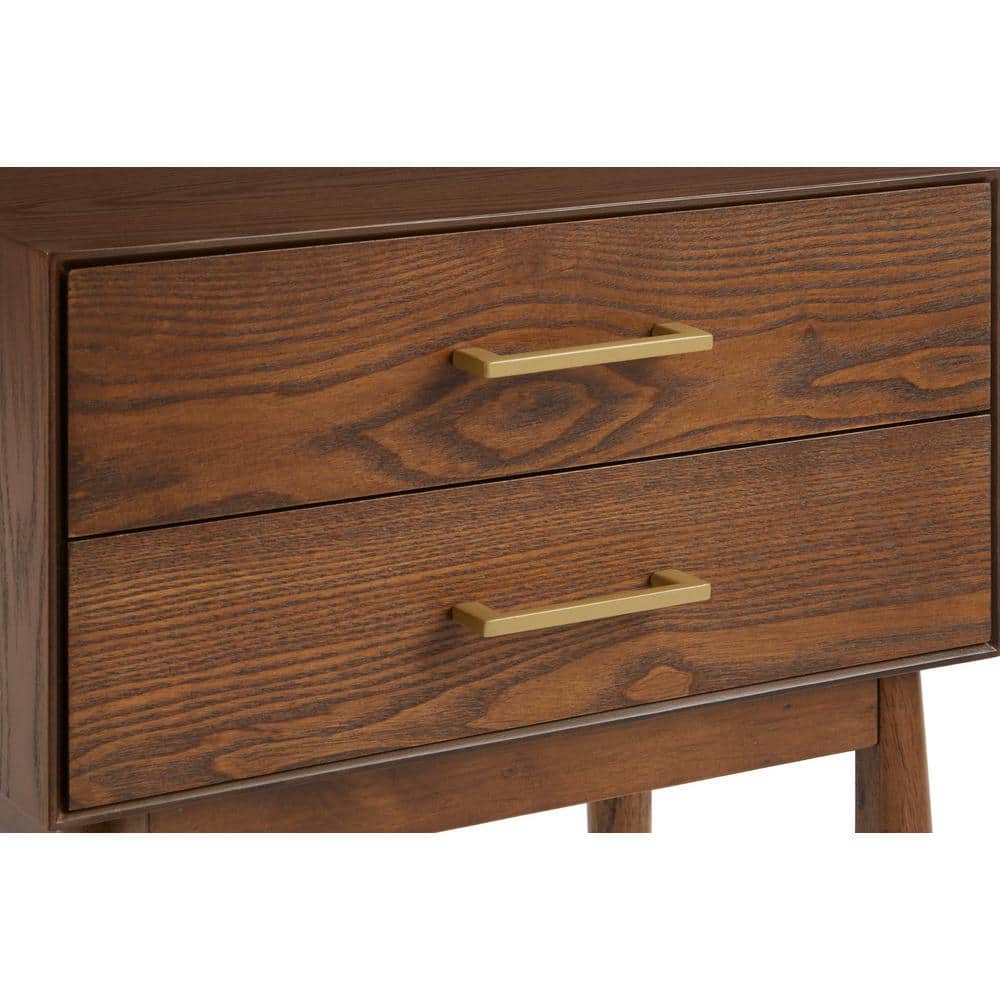 Drakeford 2 Drawer Walnut Brown Wood Nightstand (18 in W. X 26 in H.) - thumbnail 9