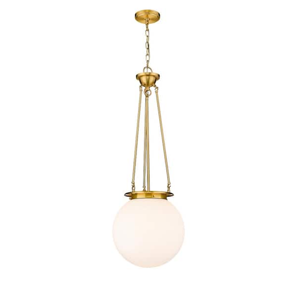 Beacon 100-Watt 1-Light Satin Gold Shaded Mini Pendant Light with Painted Glass Shade