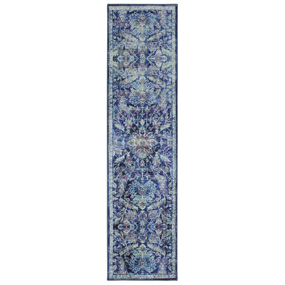 Mohawk Home Elizabeth Medium Blue 2 ft. x 5 ft. Distressed Runner Rug ...