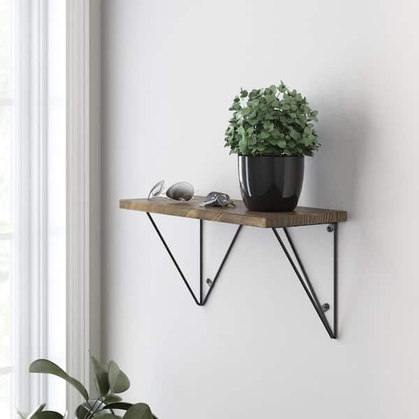 2-Pack 6.28 in. Matte Black Steel Geometric Decorative Shelf Bracket