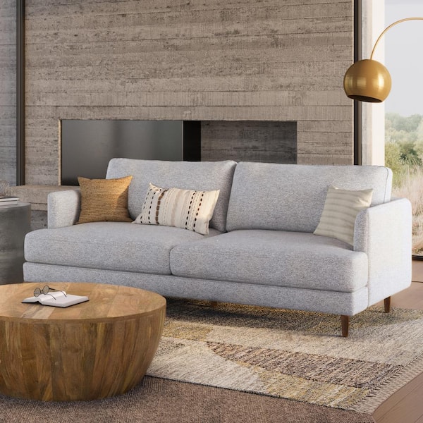 Simpli Home Livingston 76 inch in Straight Arm Woven-Blend Fabric