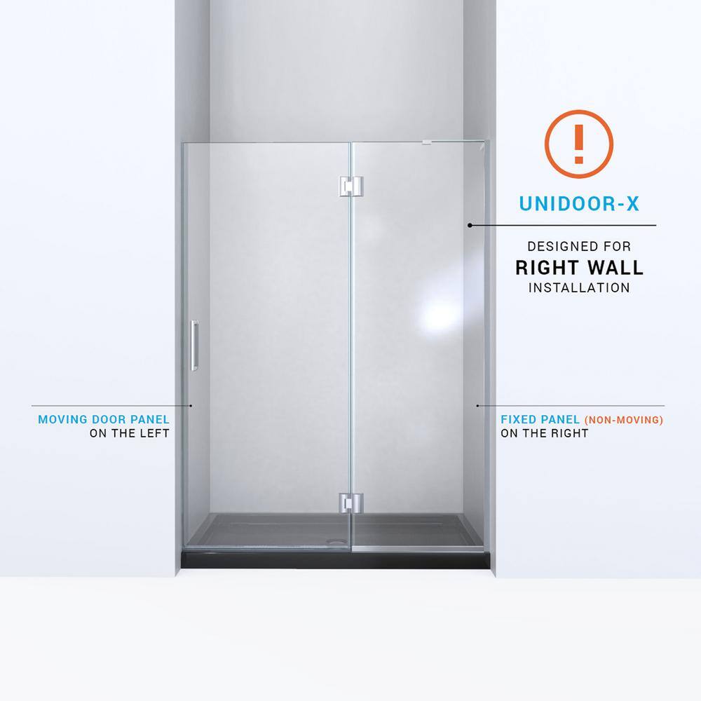 Unidoor-X 54" Frameless Hinged Shower Door with Distressed Bronze Hardware