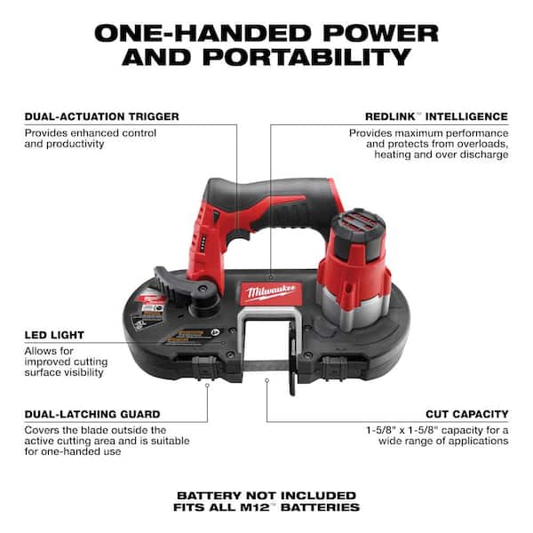 Milwaukee 2429-20-2429-20-48-11-2460 M12 12V Lithium-Ion Cordless Sub-Compact Band Saw with M12 Sub-Compact Band Saw and 6.0 Ah XC Battery Pack - 3