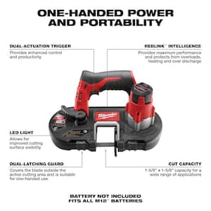 M12 12V Lithium-Ion Cordless Sub-Compact Band Saw with XC Battery Pack 4.0 Ah and Charger Starter Kit