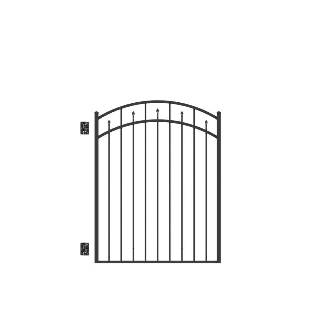 Barrette Outdoor Living Brilliance Standard-Duty 4 ft. W x 4.5 ft. H Black Aluminum Arched Pre-Assembled Fence Gate