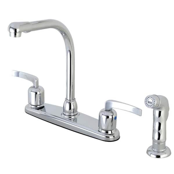 Kingston Brass Centurion 2-Handle Standard Kitchen Faucet and Sprayer in Polished Chrome