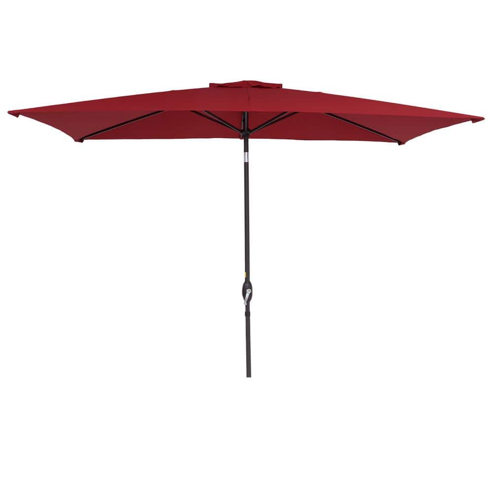 10 ft. x 6.5 ft. Outdoor Market Tilt Patio Umbrella in Red with Crank