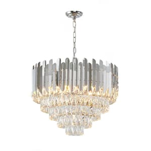 Harold 11-Light Dimmable Integrated LED Chrome Crystal Empire Chandelier for Living Room