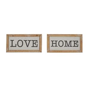 Wood White Love and Home Sign Wall Decor (Set of 2)