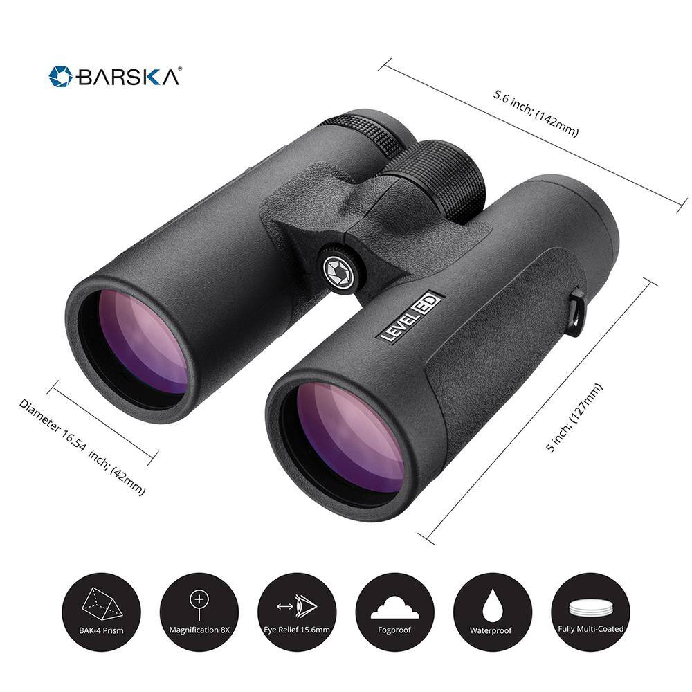 Black 10x42 mm Waterproof Roof Prism Binoculars