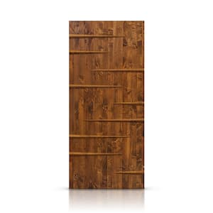 30 in. x 84 in. Walnut Stained Pine Wood Modern Interior Door Slab