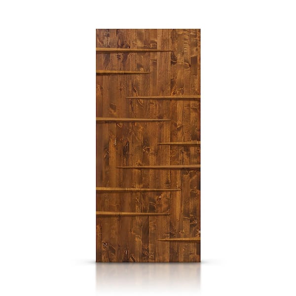 CALHOME 38 in. x 96 in. Walnut Stained Pine Wood Modern Interior Door Slab