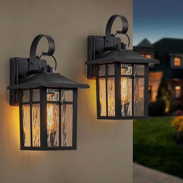 Maxax Hawaii 13 in. 1-Light Black Modern Lantern Aluminum Dusk to