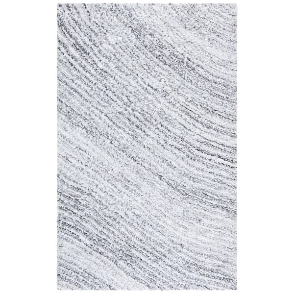 Glory Shag 9 ft. x 12 ft. Ivory/Gray Abstract Wavy Area Rug
