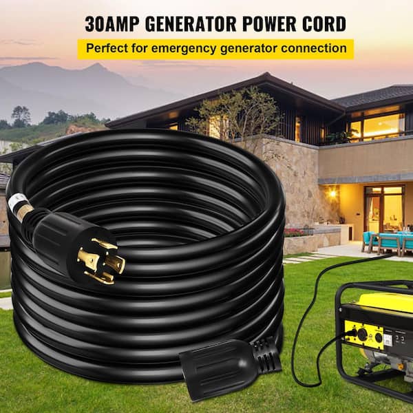 50 ft. SJTW 10 AWG 30 Amp 125/250V NEMA L14-30P to Twist Lock Connector Generator Extension Cord