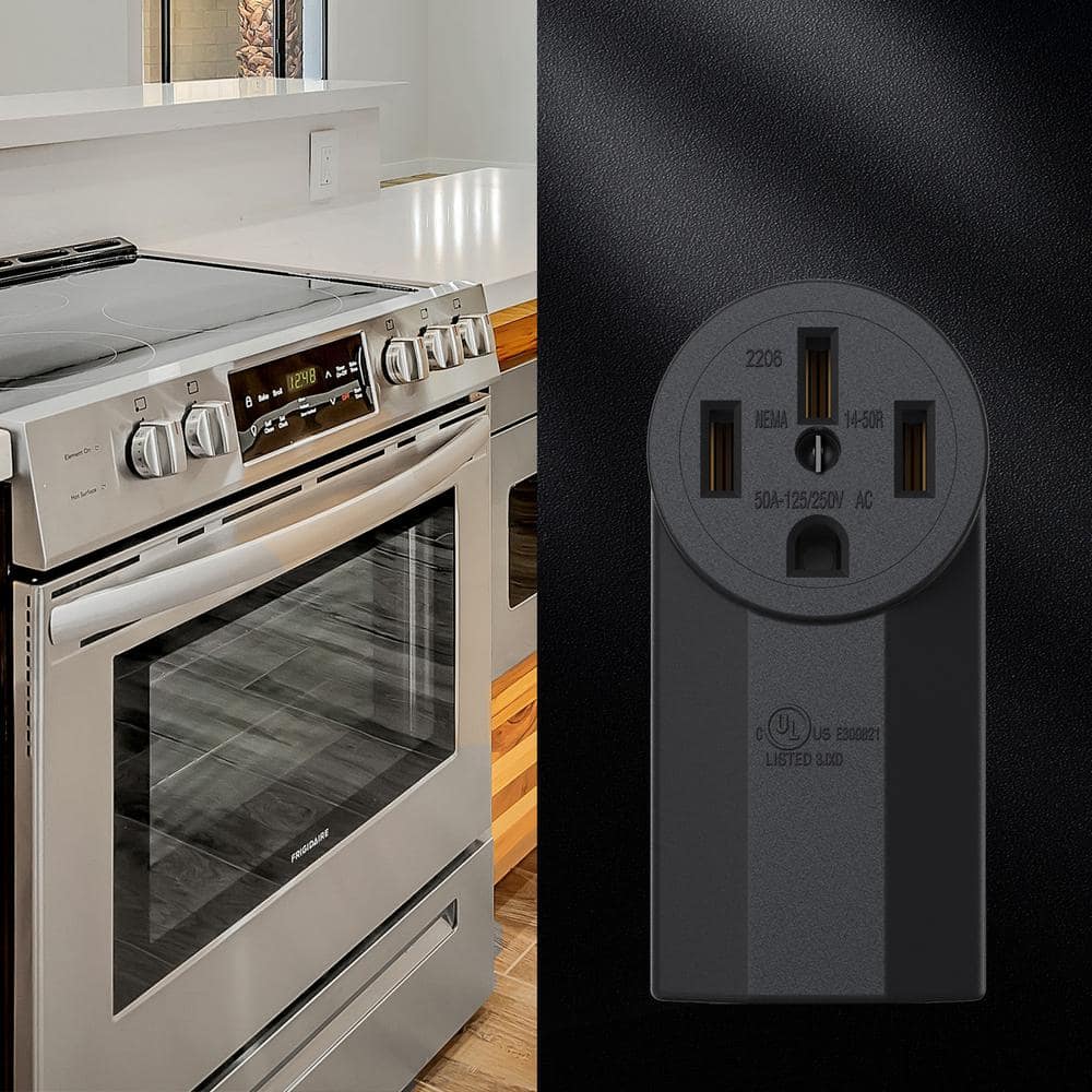 Black Tamper Resistant Single Outlet with Wall Plate