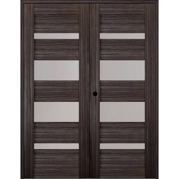 Belldinni Mirella 72 in. x 80 in. Right-Handed Active 4-Lite Frosted Glass Gray Oak Wood Composite Double Prehung French Door