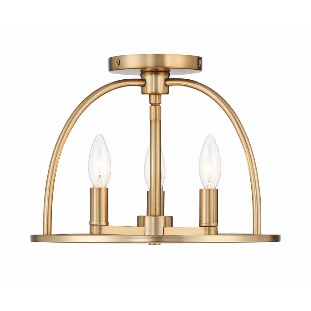 Vibrant Gold 3-Light Crystal LED Flush Mount Ceiling Fixture