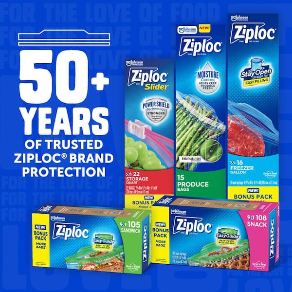 Ziploc Freezer Quart Plastic Bag - Value Pack (38-Count) 665255