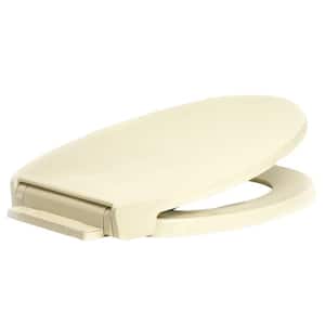Round Closed Front Toilet Seat with Safety Close in Biscuit