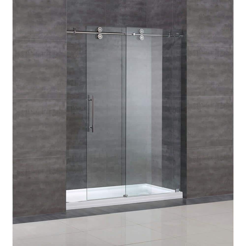 Langham 60" Frameless Sliding Shower Door with Chrome Finish