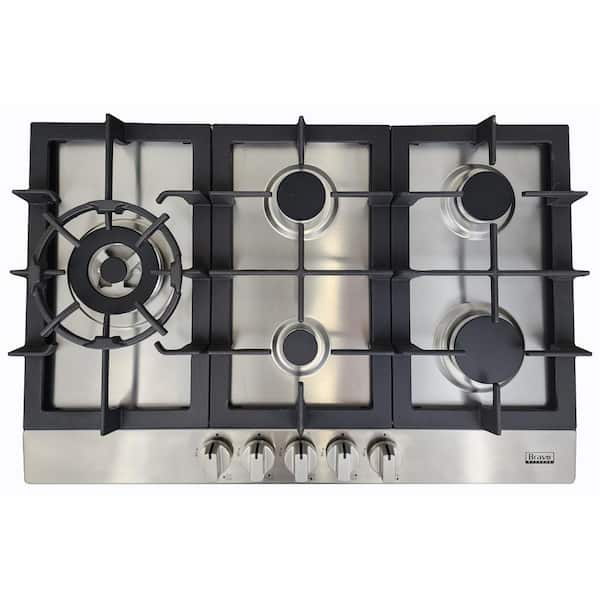 Bravo KITCHEN 30 in. 5 Burner Recessed Dual Fuel European Cooktop in Commercial Stainless Steel