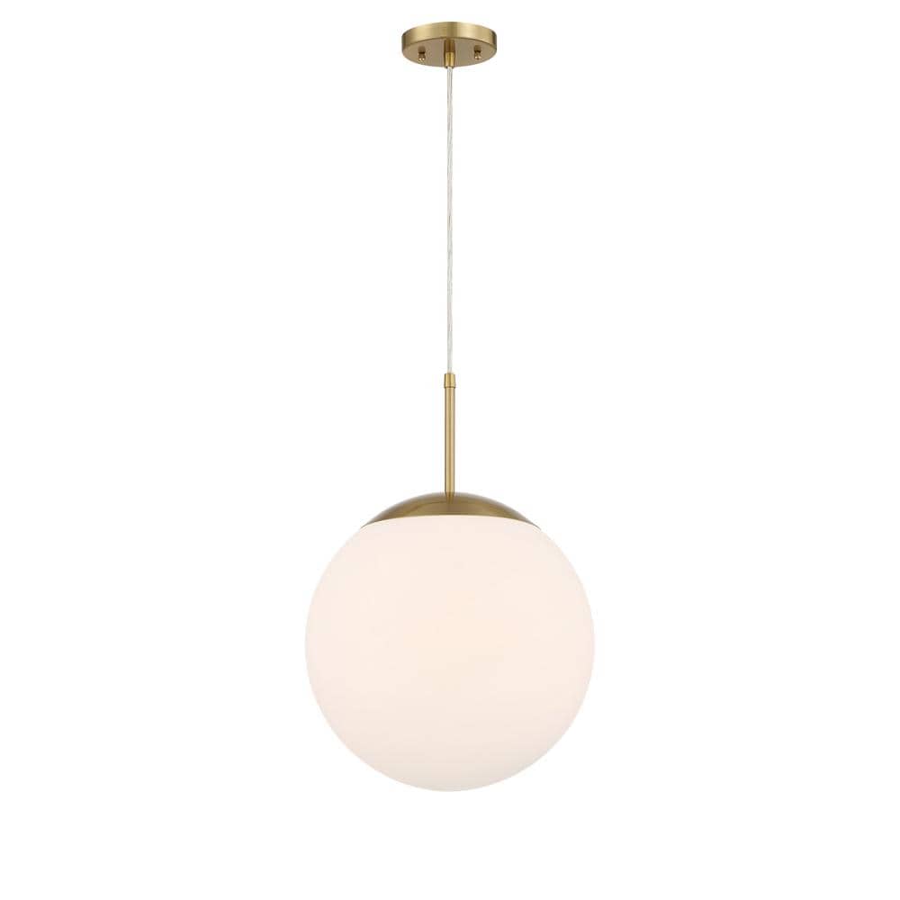 14" Globe Pendant Light with Clear Glass Shade and Satin Brass Finish