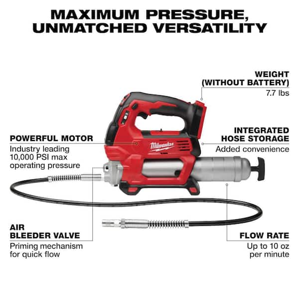 M18 18V Lithium-Ion Cordless Grease Gun 2-Speed W/M18 Starter Kit W/one 5.0 Ah Battery and Charger