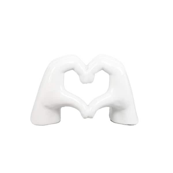 Flora Bunda 7.5"L White Ceramic Heart Hand