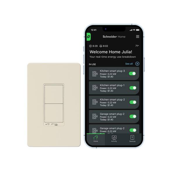 Square D by Schneider Electric x Series 15 Amp WiFi Energy Monitoring Dimmer Switch Single Pole 3 Way 600 Watt Rocker Matter Certified Works