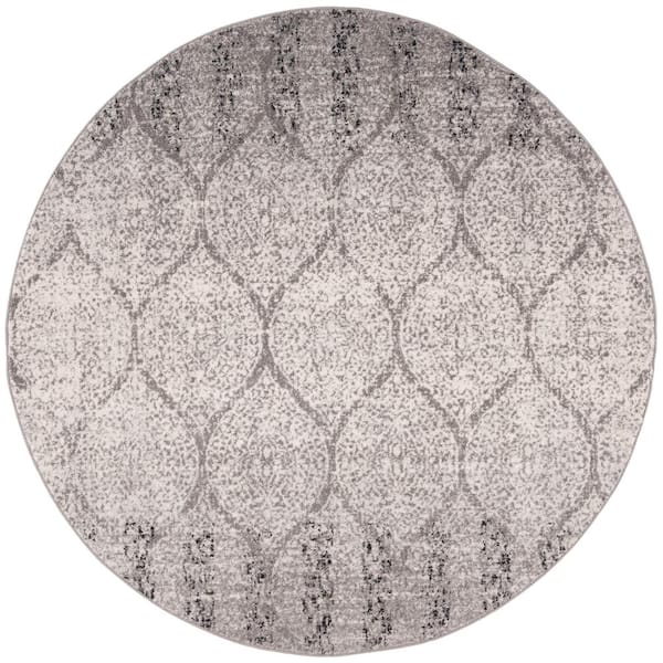 SAFAVIEH Madison Gray/Ivory 4 ft. x 4 ft. Round Area Rug