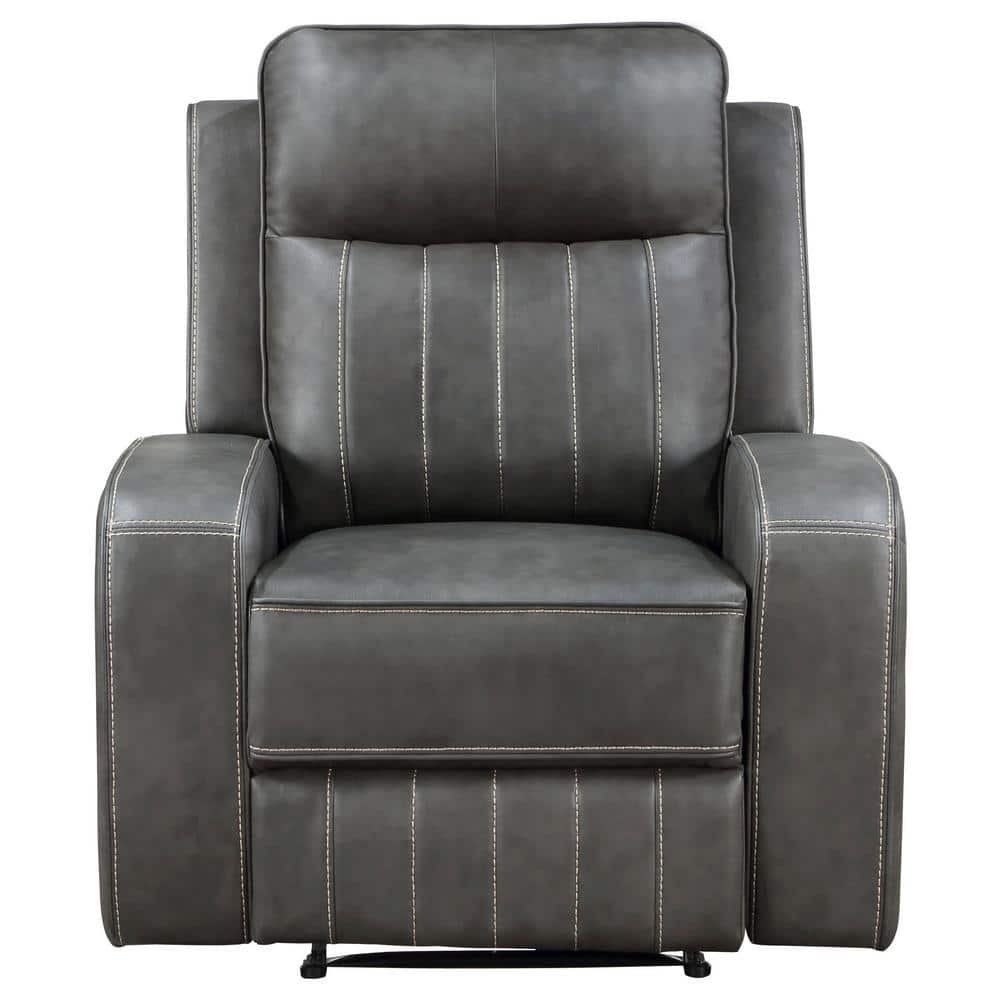 Gray Faux Leather Manual Recliner with Lift