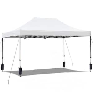 10 ft. x 15 ft. White Pop Up Canopy Tent, Instant Outdoor Canopy with Roller Bag for Festival, Event
