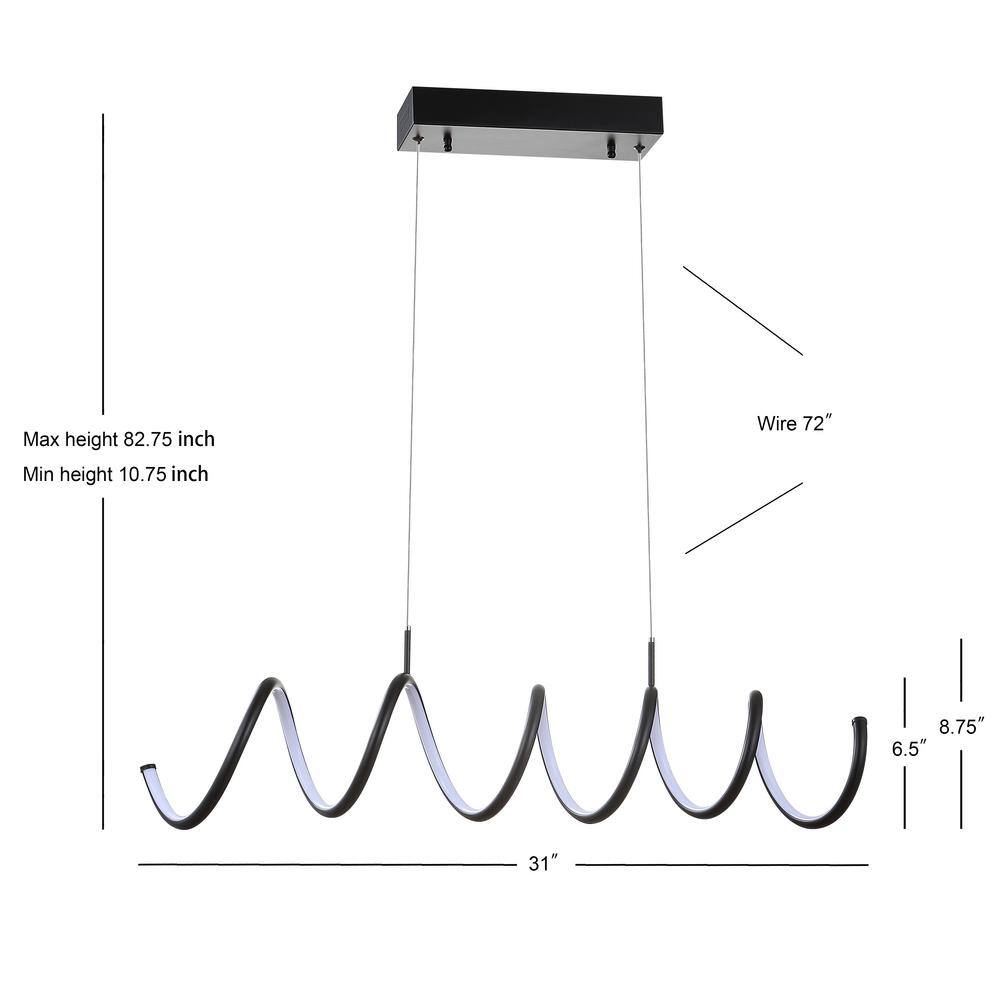 Ali 31" Black Matte Adjustable LED Metal Linear Pendant