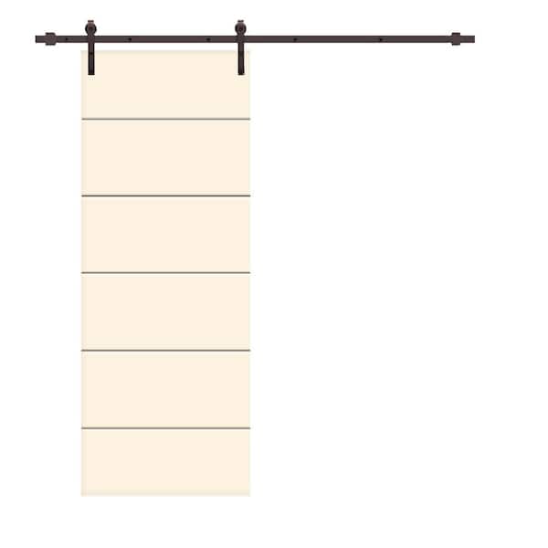CALHOME Modern Classic Series 36 in. x 80 in. Beige Stained Composite MDF Paneled Interior Sliding Barn Door with Hardware Kit