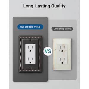 1-Gang Aged Bronze Duplex Outlet Metal Wall Plates (4-Pack)
