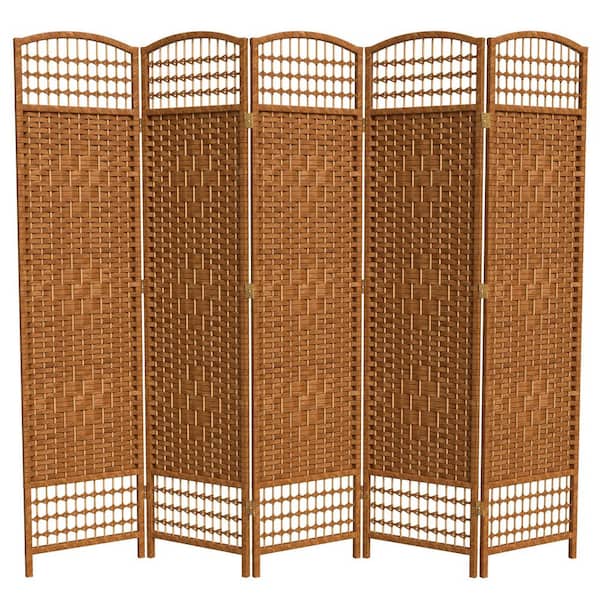 Oriental Furniture 5.5 ft. Dark Beige 5-Panel Room Divider