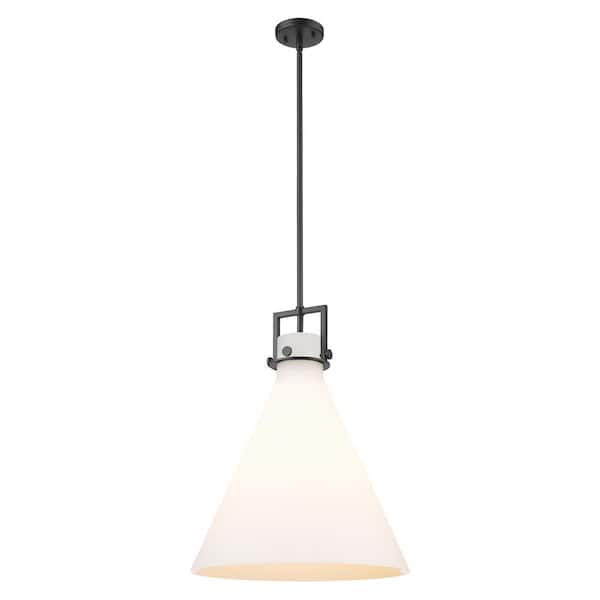 Newton Cone 100-Watt 1-Light Matte Black Shaded Mini Pendant Light with Painted Glass Shade