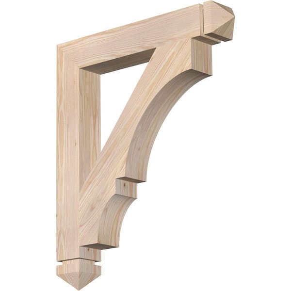 Ekena Millwork 3.5 in. x 28 in. x 24 in. Douglas Fir Balboa Arts and Crafts Smooth Bracket