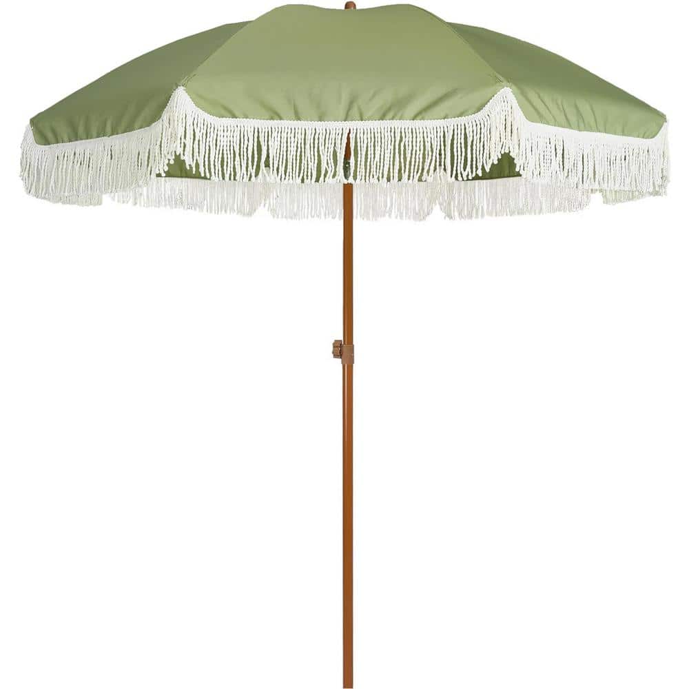 7 ft. Steel Pole Market Push-Button Tilt Patio Umbrella in Sage Green