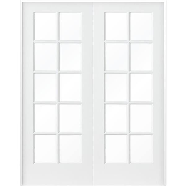 Krosswood Doors 56 in. x 80 in. Craftsman Shaker 10-Lite Both Active MDF Solid Core Double Prehung French Door